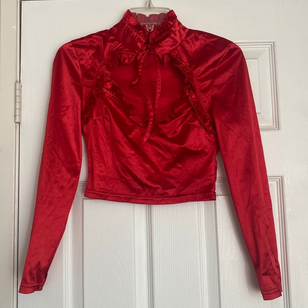 Satin red crop top